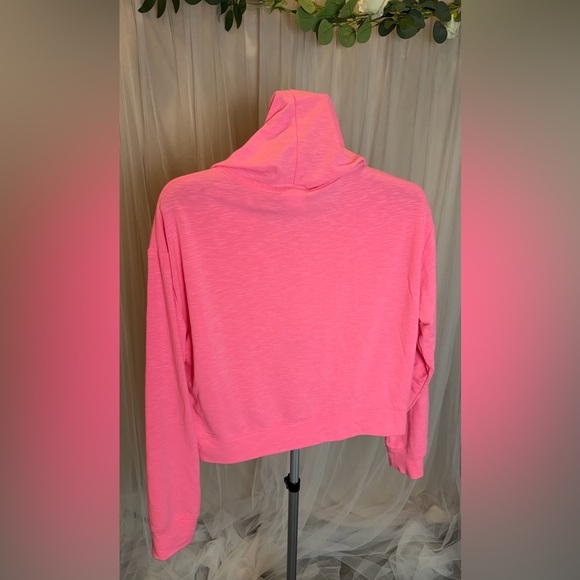 Victoria’s Secret PINK Cropped Zip Hoodie Neon Pink Logo Size M - Picture 8 of 9